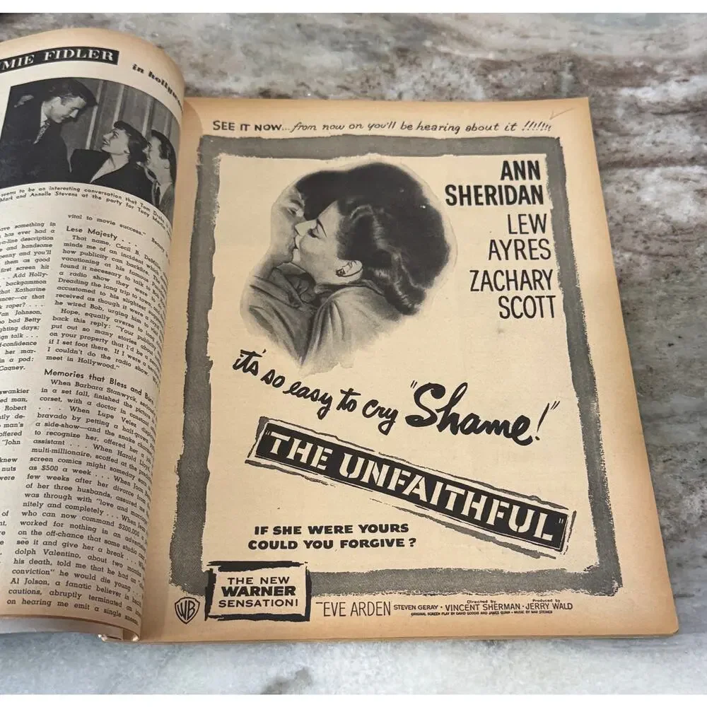 Vtg Screen Romances Magazine Aug. 1947 Joan Crawford Ads Movies +